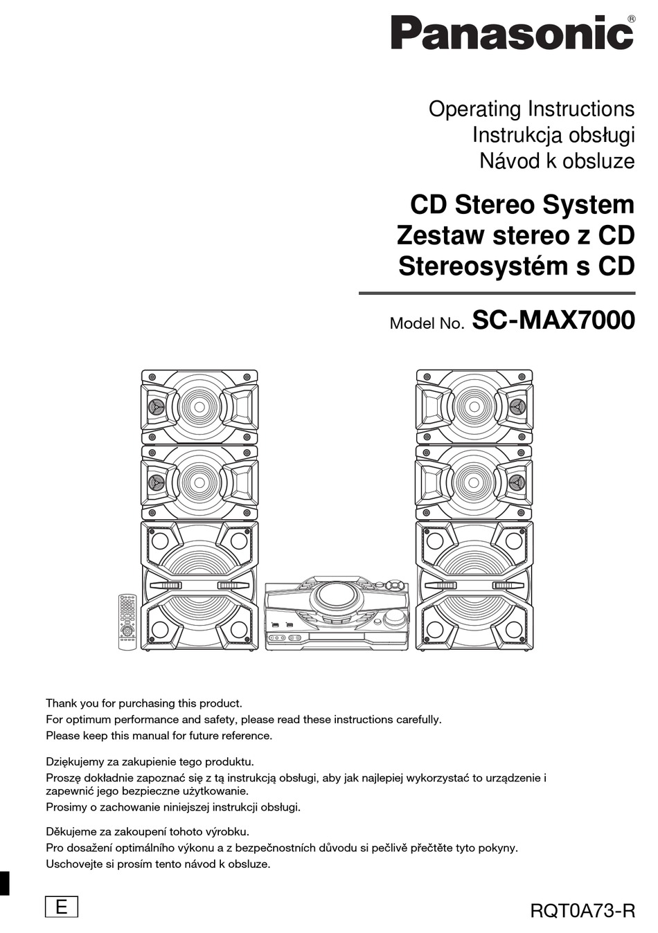 Specifications Amplifier Section Panasonic SC MAX7000E