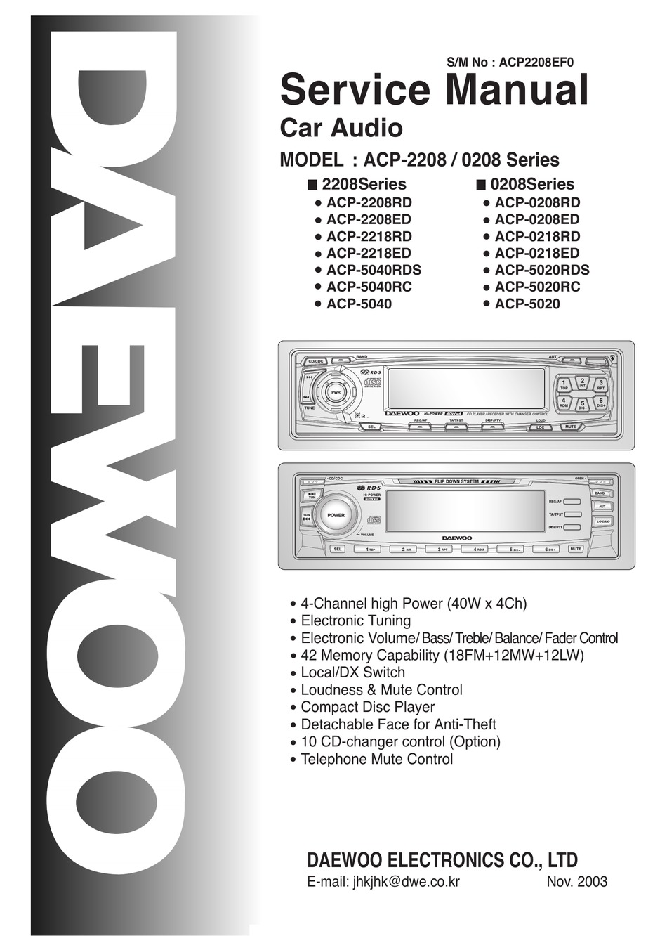 DAEWOO ACP-2208RD SERVICE MANUAL Pdf Download | ManualsLib