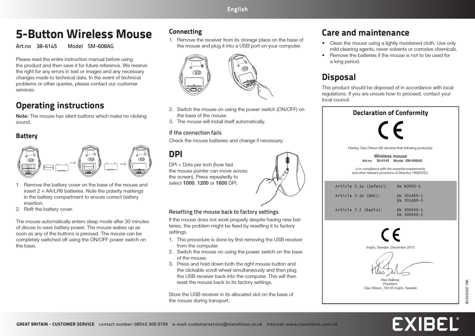 exibel wireless optical mouse