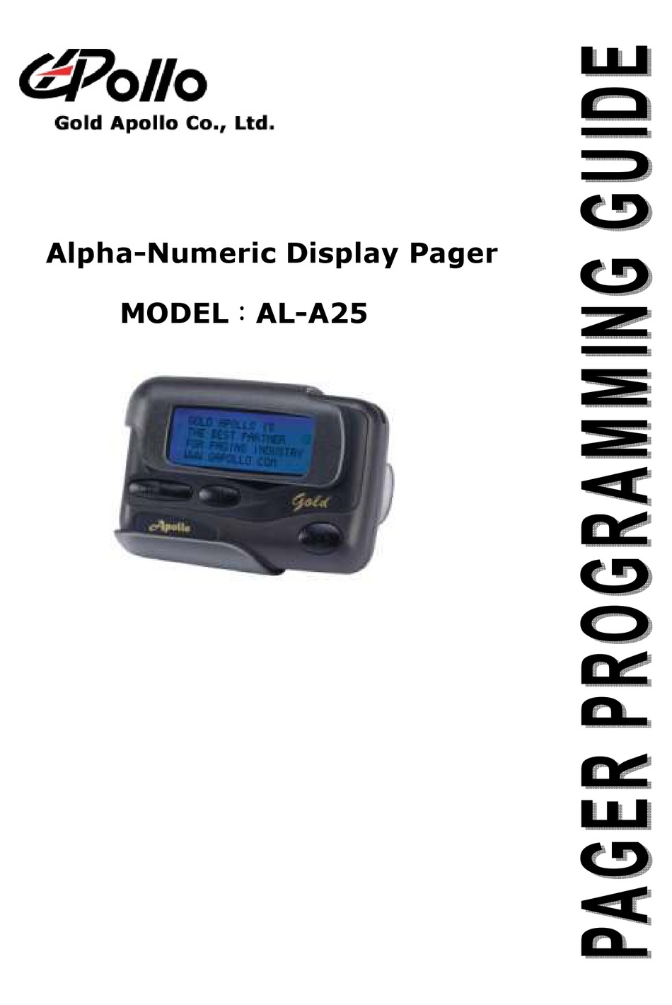 GOLD APOLLO ALA25 PROGRAMMING MANUAL Pdf Download ManualsLib