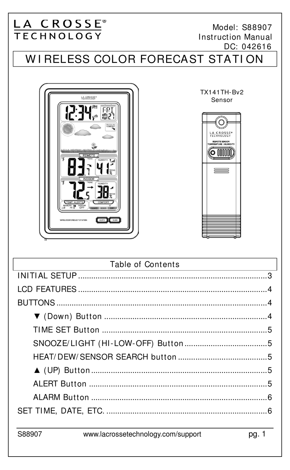 La Crosse S88907 Instruction Manual Pdf Download Manualslib