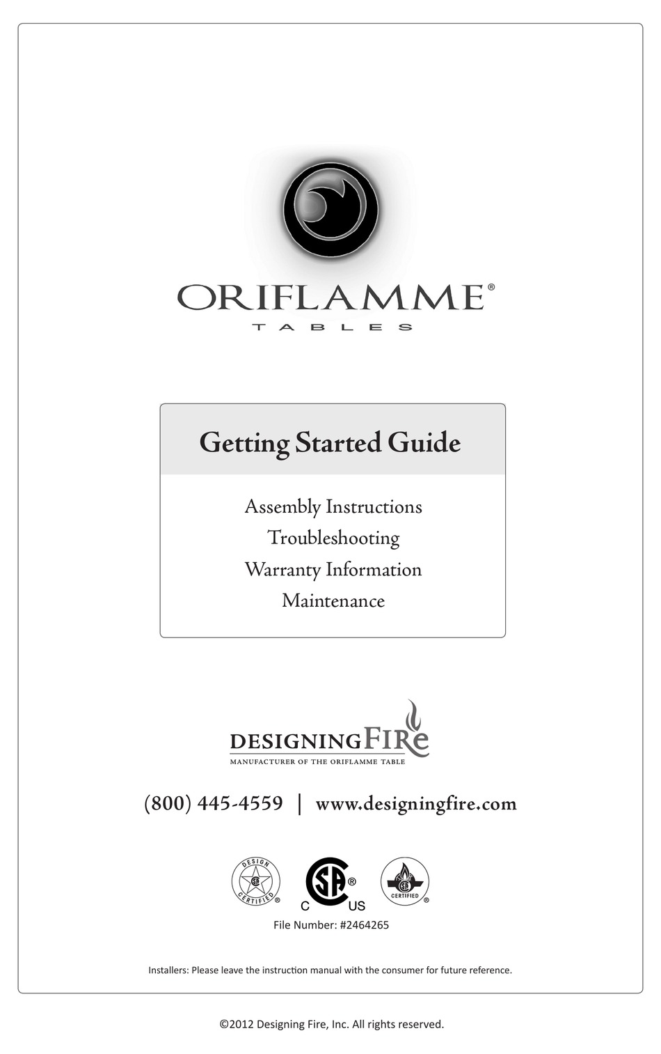 DESIGNING FIRE ORIFLAMME GETTING STARTED MANUAL Pdf Download | ManualsLib