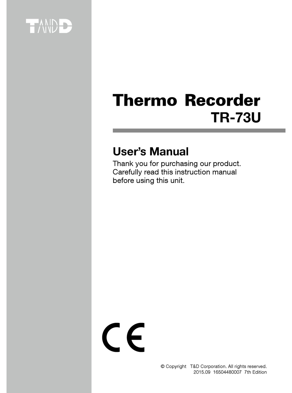T D Tr 73u User Manual Pdf Download Manualslib