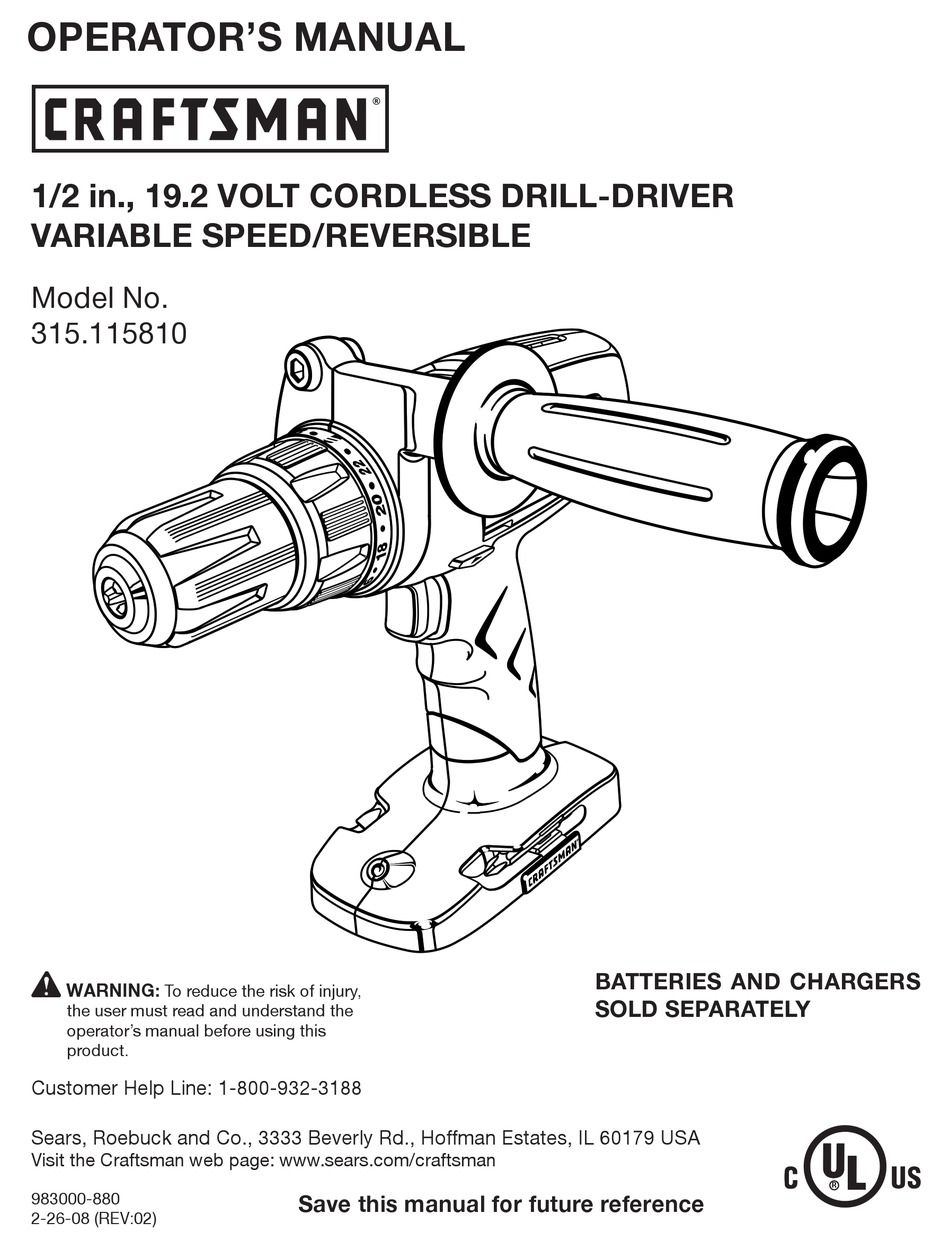 CRAFTSMAN 315.115810 MANUAL Pdf Download | ManualsLib