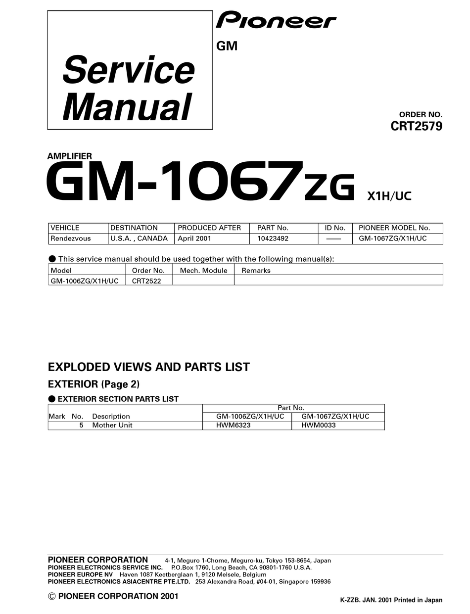 Pioneer Gm 1067zg Service Manual Pdf Download Manualslib