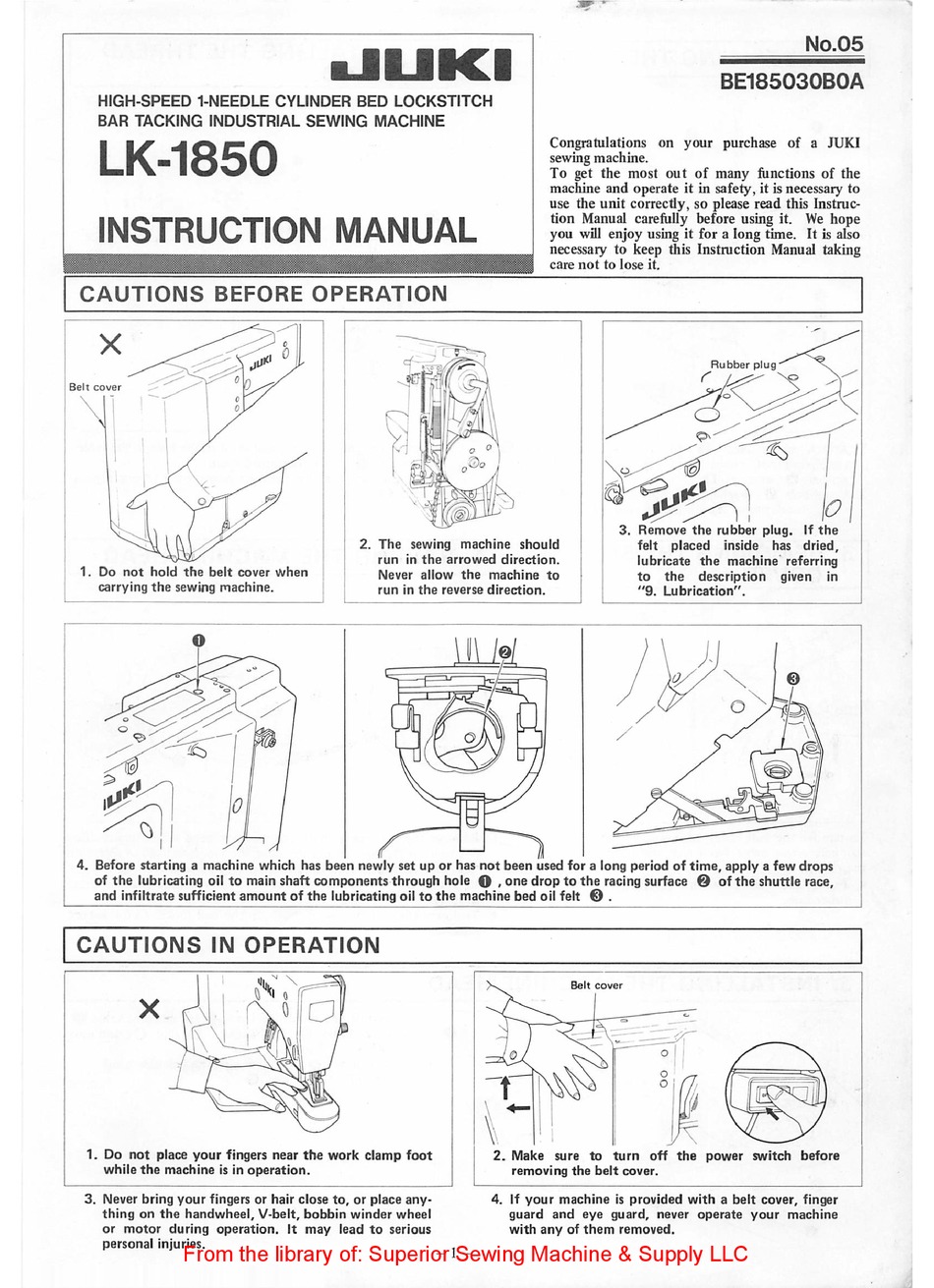 JUKI LK-1850 INSTRUCTION MANUAL Pdf Download | ManualsLib
