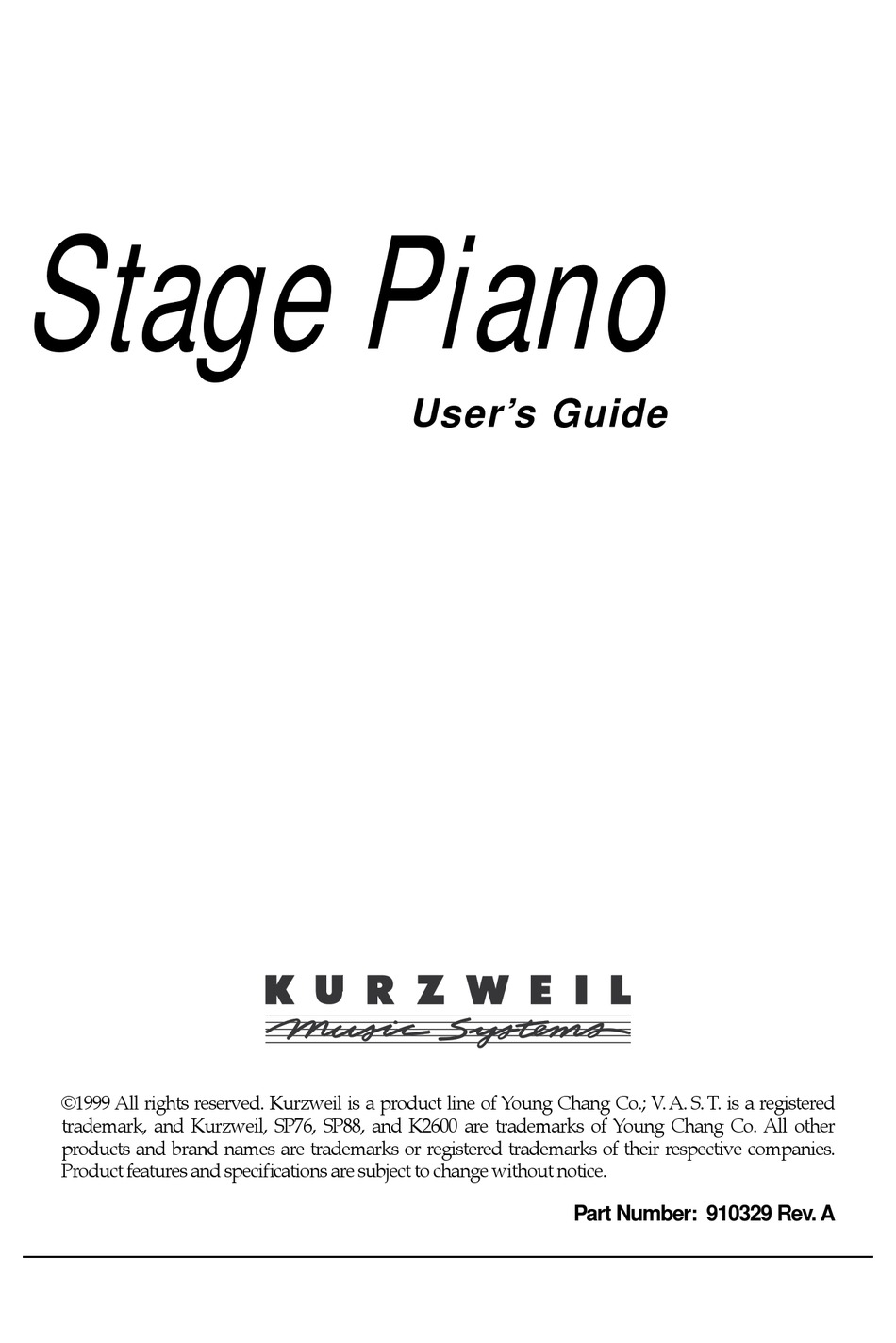 Kurzweil Sp88x User Manual Pdf Download Manualslib