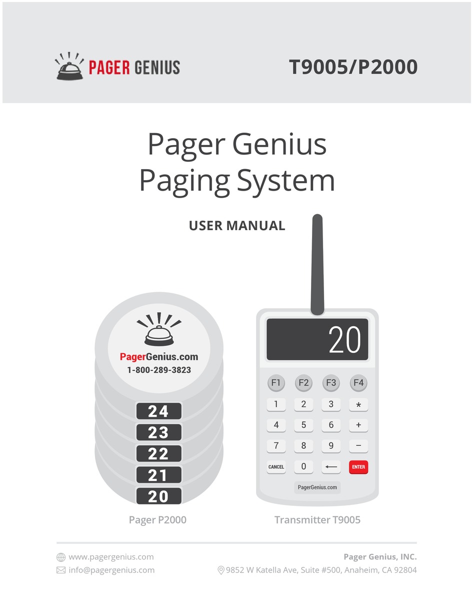 PAGER GENIUS T9005 USER MANUAL Pdf Download ManualsLib