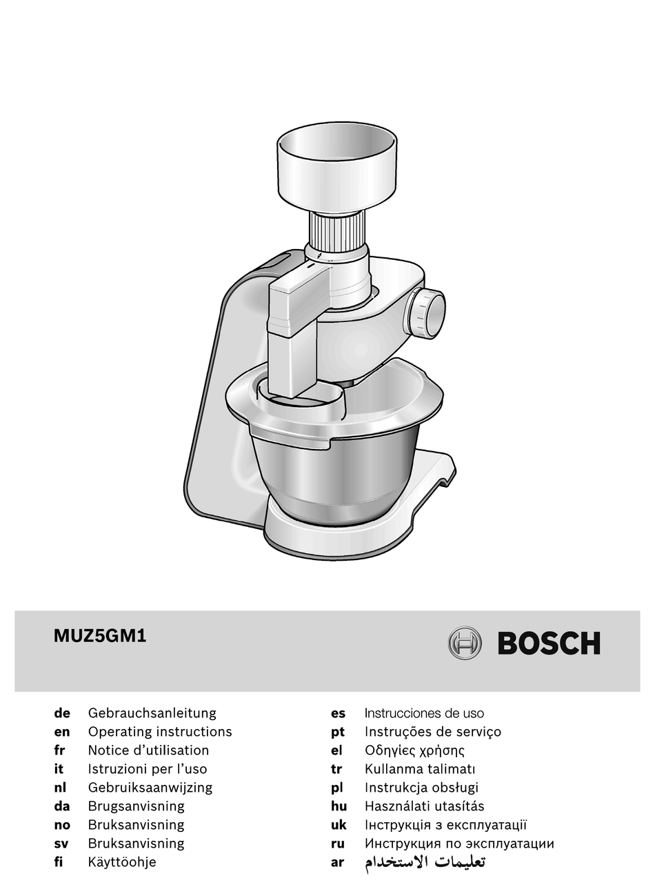 Bosch Muz5gm1 Operating Instructions Manual Pdf Download Manualslib