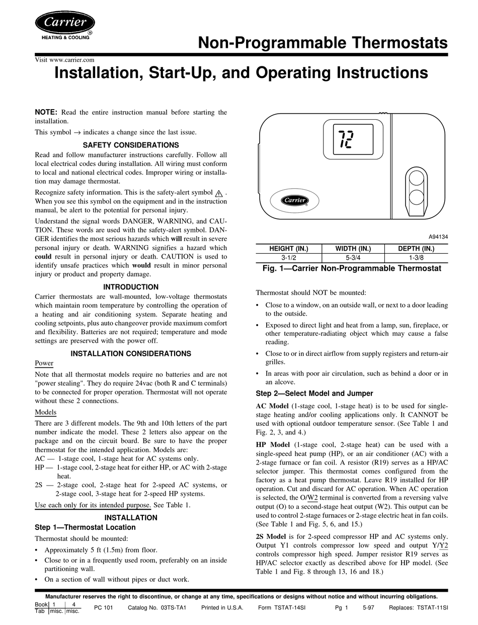 Carrier Air Conditioner Manuals