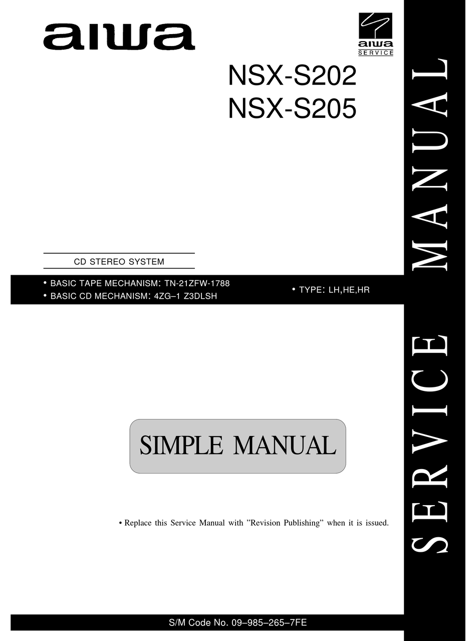 AIWA NSX-S202 SERVICE MANUAL Pdf Download | ManualsLib