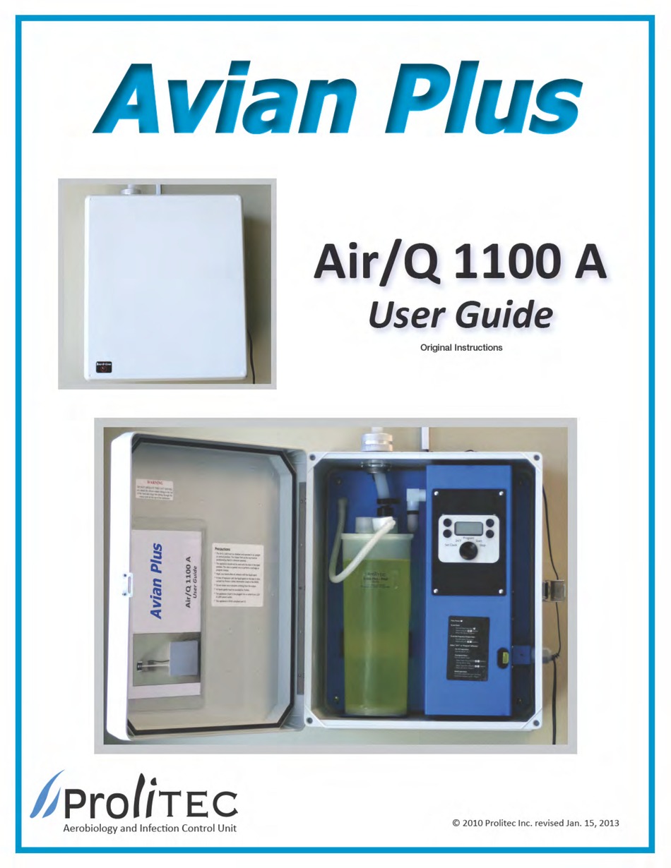 PROLITEC AIR/Q 1100-AVIAN USER MANUAL Pdf Download | ManualsLib