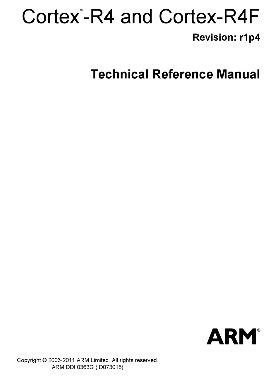 Arm Cortex R4 Technical Reference Manual Pdf Download Manualslib