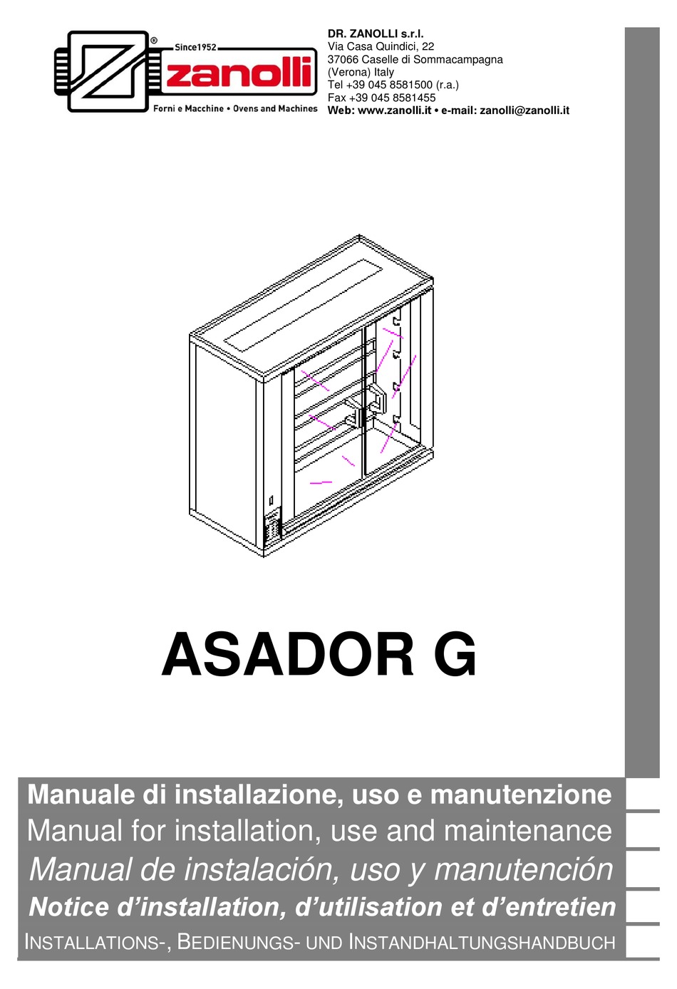 DR. ZANOLLI ASADOR G INSTALLATION, USE AND MAINTENANCE MANUAL Pdf Download  | ManualsLib