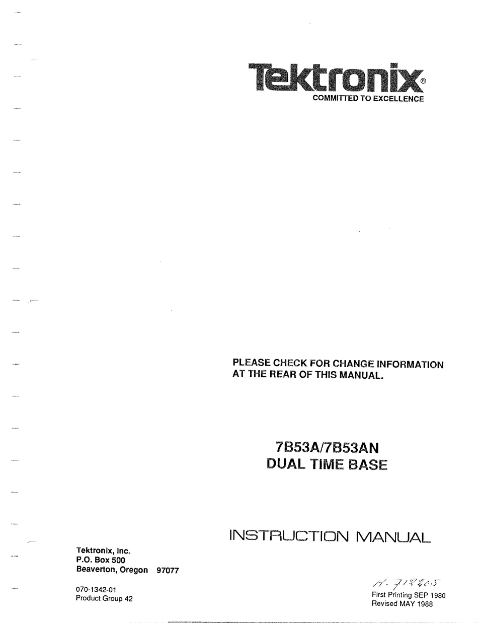 Details about   Tektronix Instruction Manual for 7B53A/7B53AN Dual Time Base