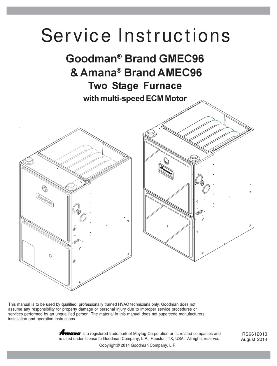 Goodman Gmec96 Service Instructions Manual Pdf Download Manualslib