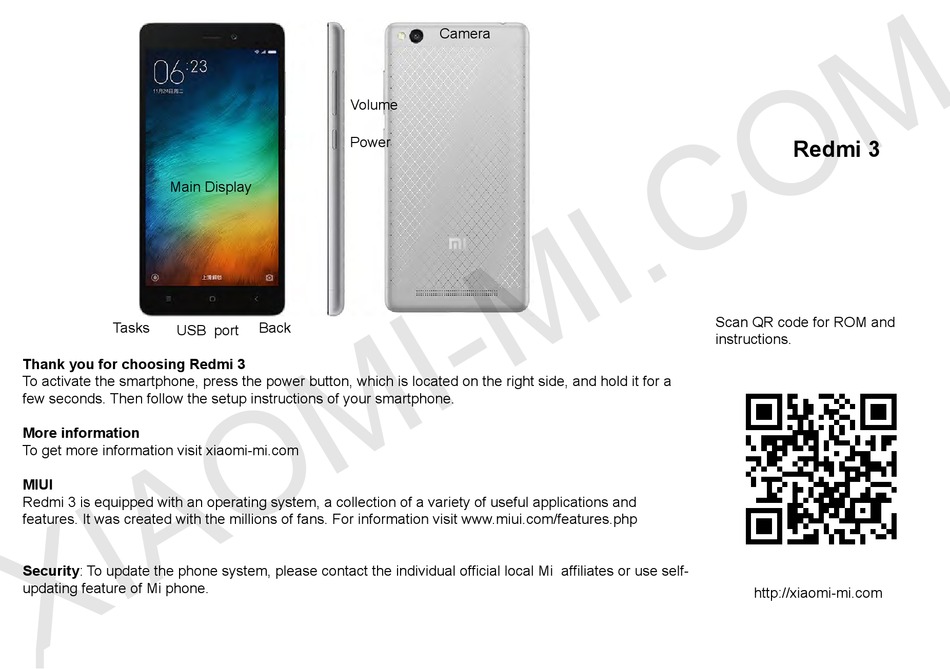 XIAOMI REDMI 3 USER MANUAL Pdf Download | ManualsLib