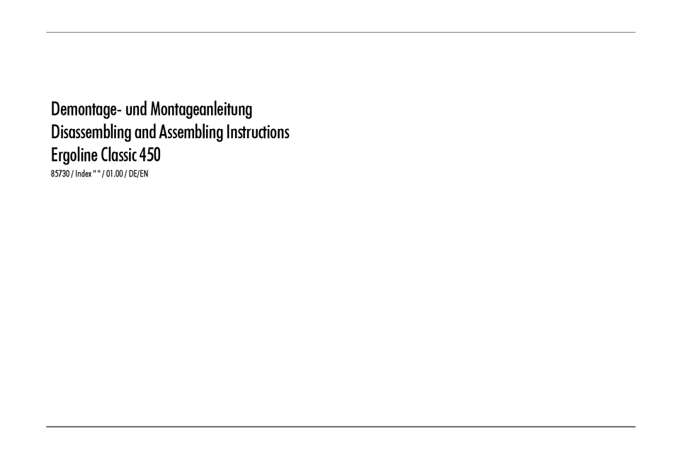ERGOLINE CLASSIC 450 DISASSEMBLING AND ASSEMBLING INSTRUCTIONS Pdf