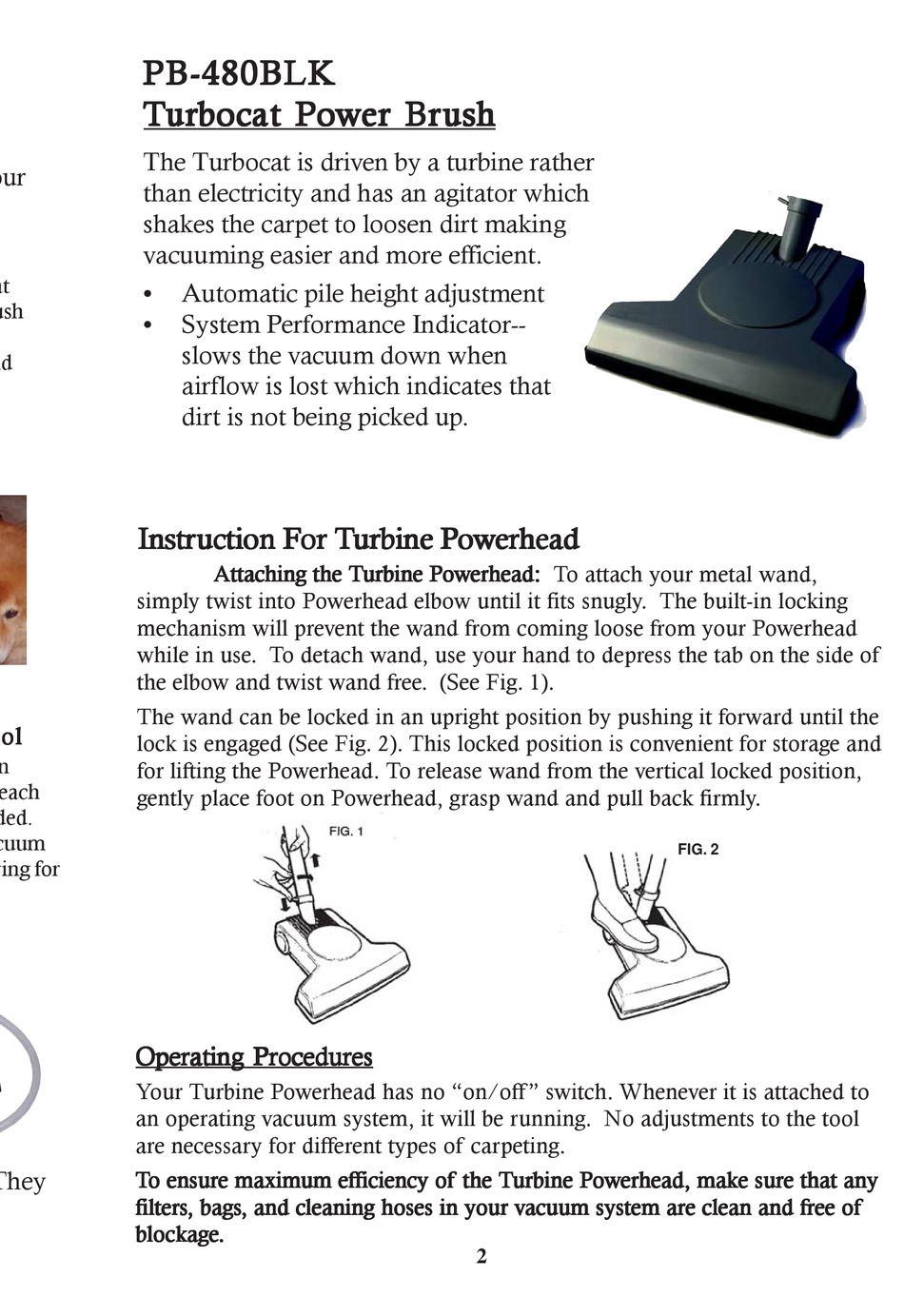 VACUMAID TURBOCAT PB480BLK INSTRUCTION MANUAL Pdf Download ManualsLib