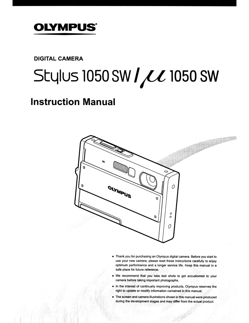 OLYMPUS STYLUS 1050 SW INSTRUCTION MANUAL Pdf Download ManualsLib