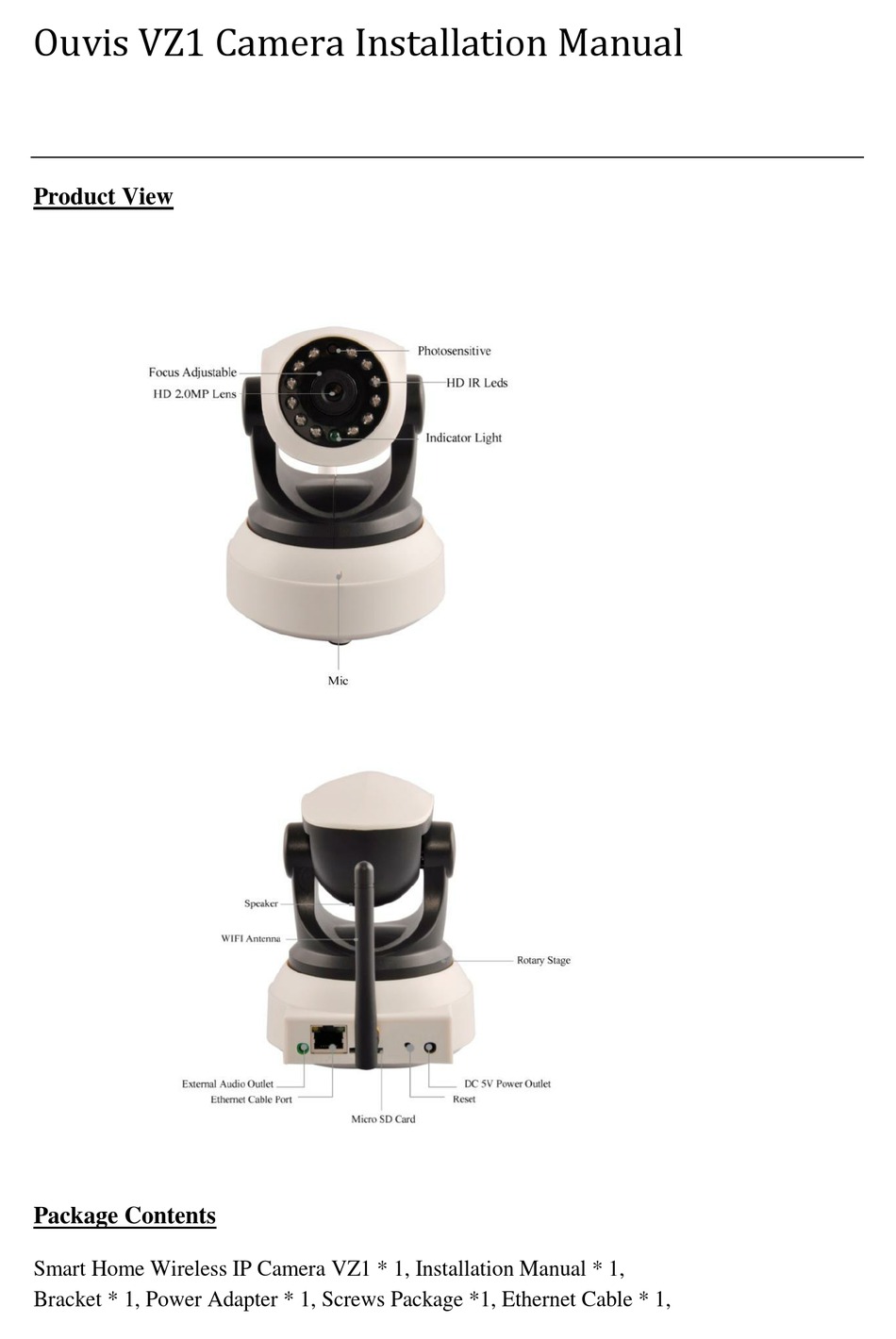 OUVIS VZ1 INSTALLATION MANUAL Pdf Download ManualsLib