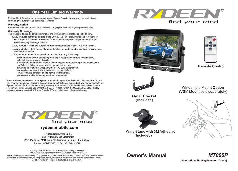 RYDEEN M7000P OWNER'S MANUAL Pdf Download ManualsLib