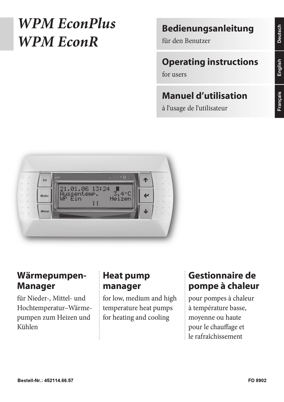 DIMPLEX WPM ECONPLUS OPERATING INSTRUCTIONS MANUAL Pdf Download