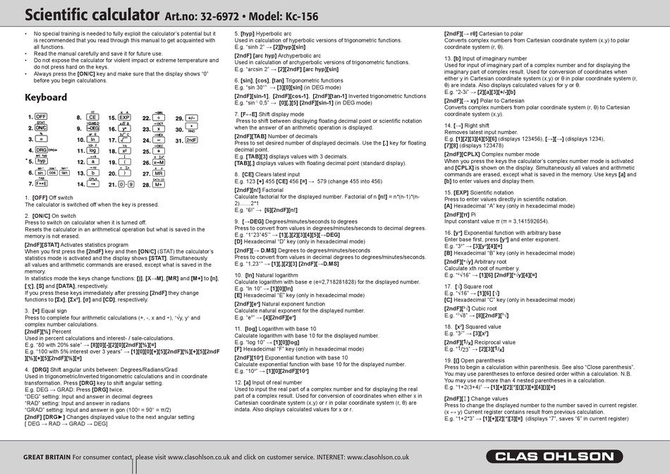 CLAS OHLSON KC156 USER MANUAL Pdf Download ManualsLib