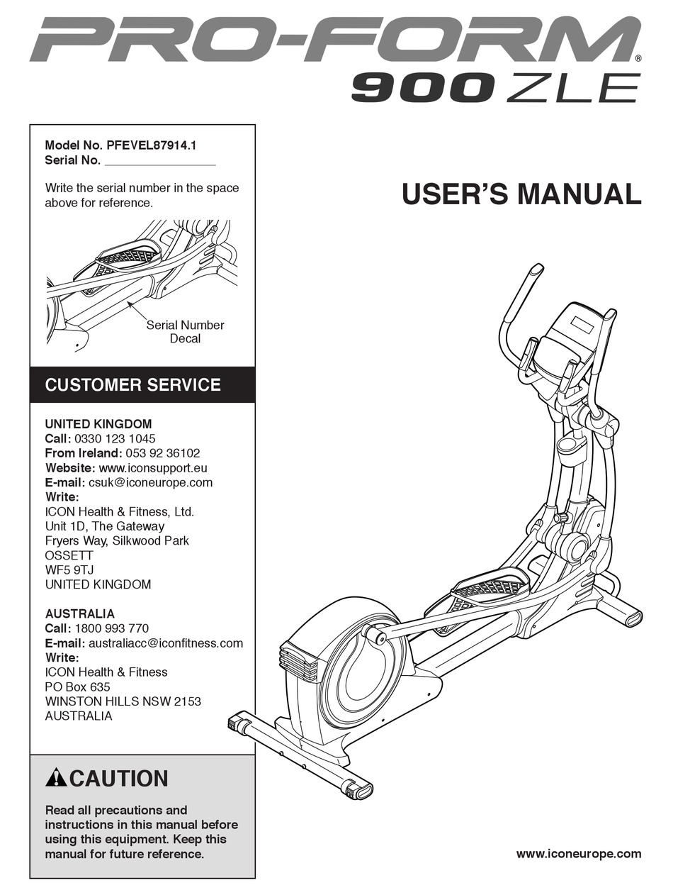 PROFORM 900 ZLE USER MANUAL Pdf Download ManualsLib