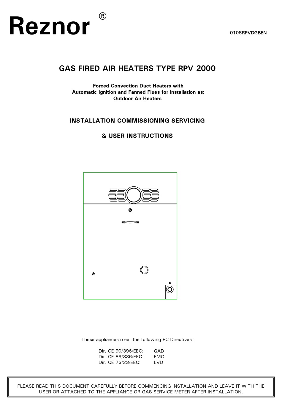 reznor-rpv-2000-installation-commissioning-servicing-user