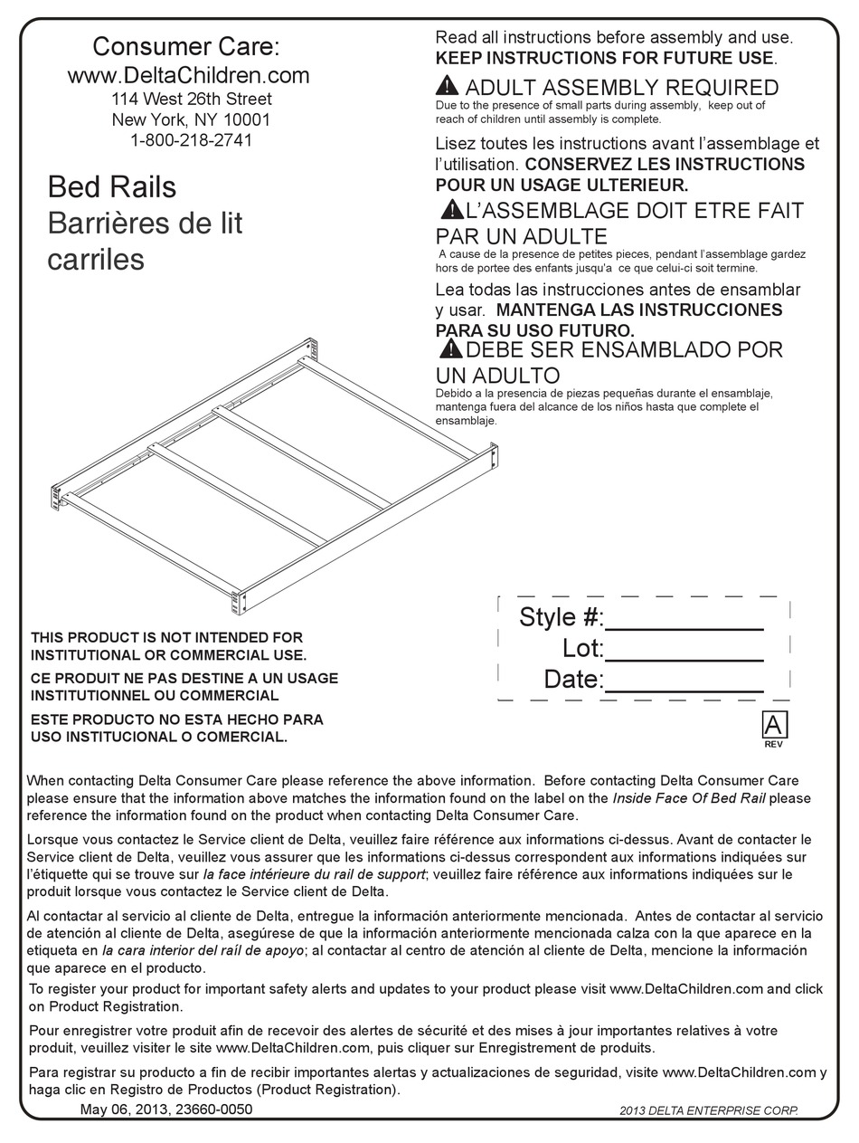 DELTA CHILDRENS PRODUCTS BED RAILS ASSEMBLY MANUAL Pdf Download