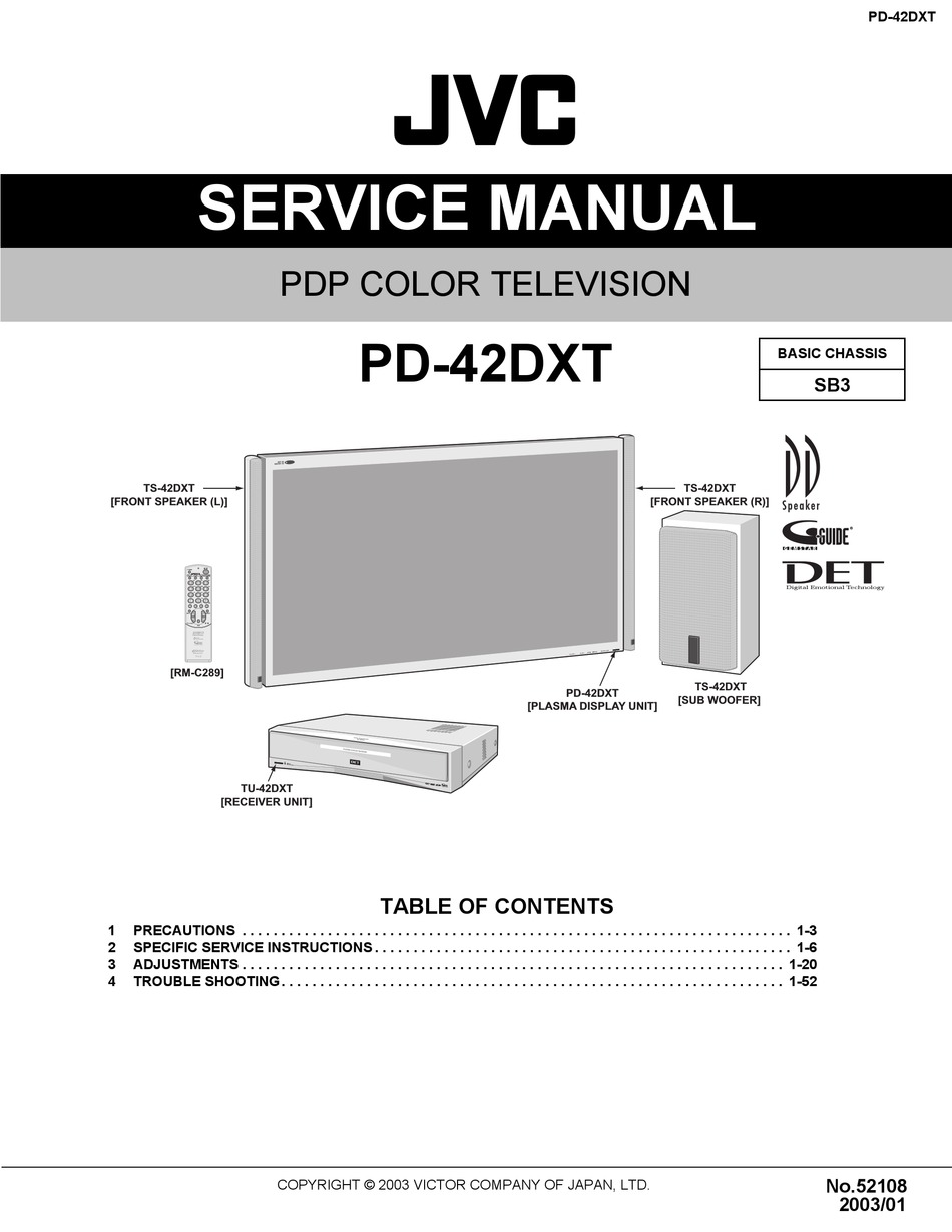 JVC PD-42DXT SERVICE MANUAL Pdf Download | ManualsLib