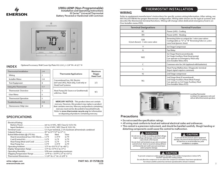 Emerson 1f85u 42np Installation And Operating Instructions Manual Pdf Download Manualslib