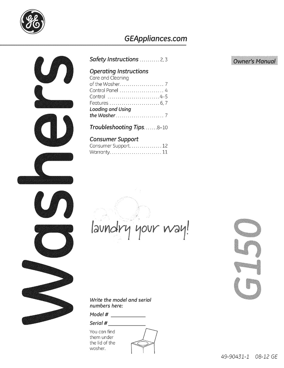 GEAPPLIANCES 1310382L OWNER'S MANUAL Pdf Download ManualsLib