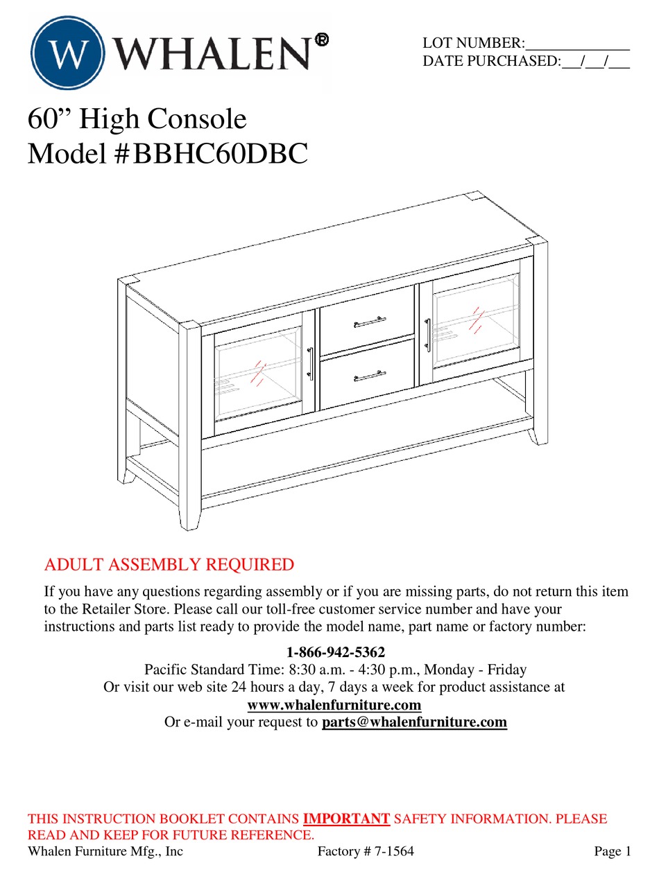 WHALEN BBHC60DBC ASSEMBLY MANUAL Pdf Download ManualsLib