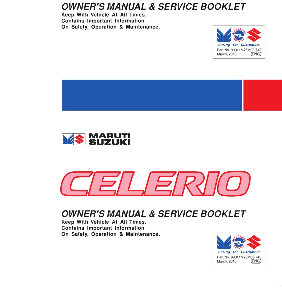 100% Genuine Suzuki Service History Book SUZUKI CELERIO 