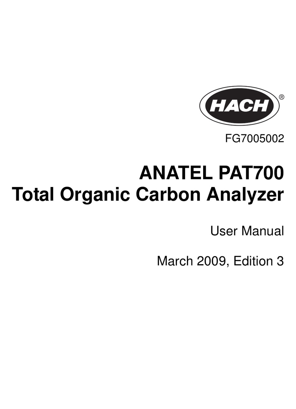 HACH ANATEL PAT700 USER MANUAL Pdf Download | ManualsLib