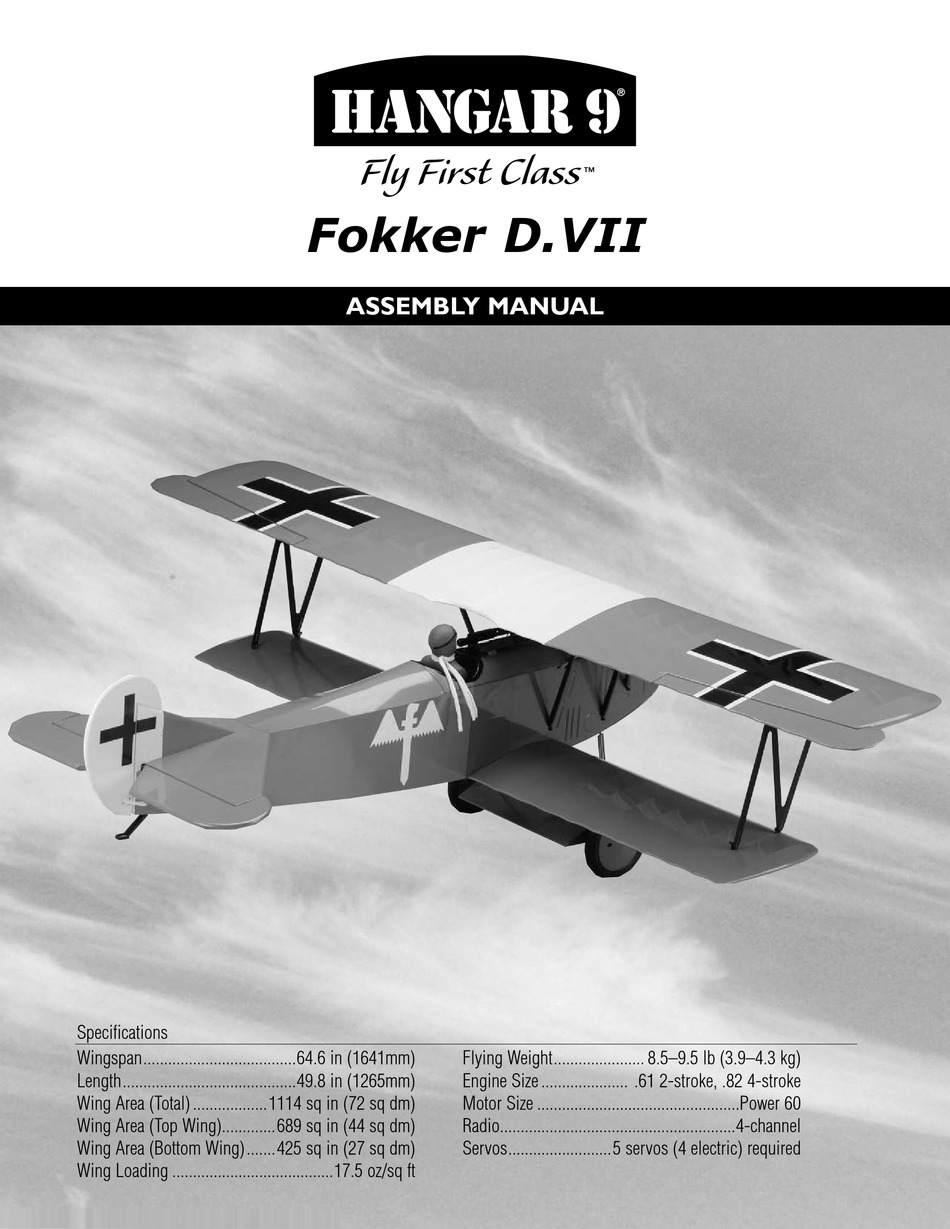 HANGAR 9 FOKKER D.VII ASSEMBLY MANUAL Pdf Download ManualsLib