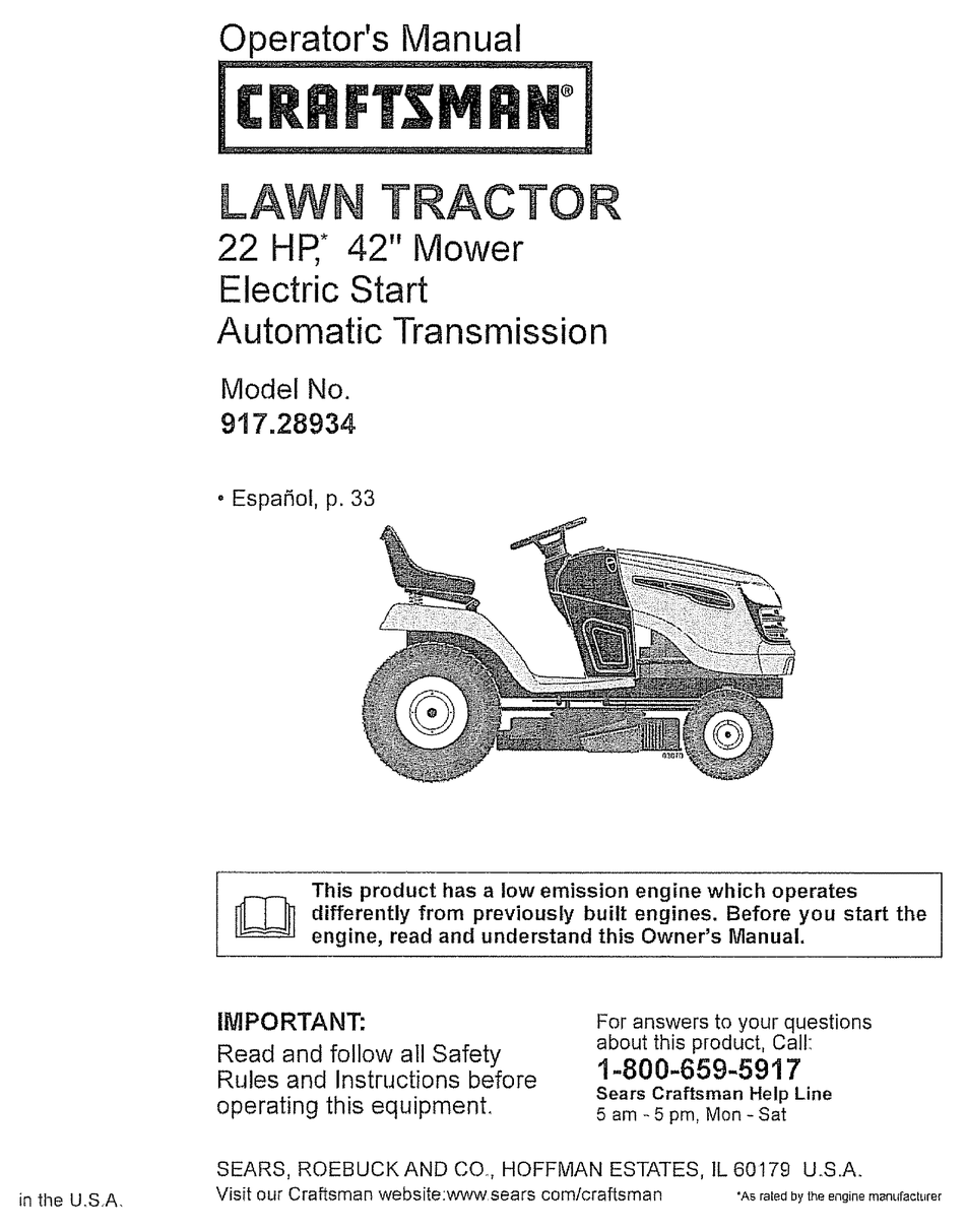 Craftsman yt 3000 owners manual hot sale