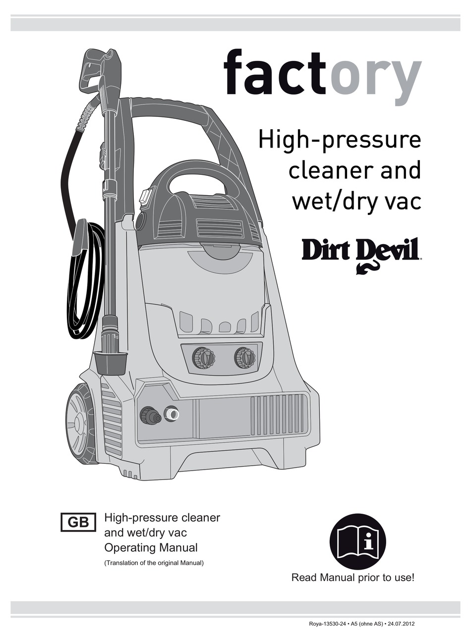 Dirt Devil Factory Operating Manual Pdf Download Manualslib