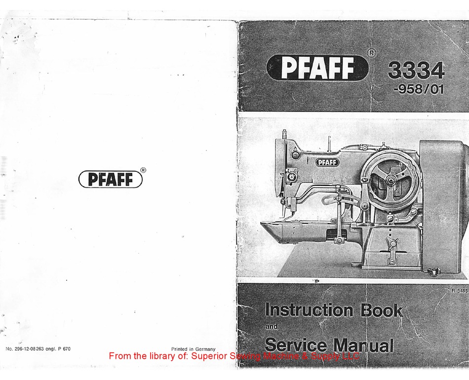 PFAFF 3334 INSTRUCTION BOOK AND SERVICE MANUAL Pdf Download ManualsLib