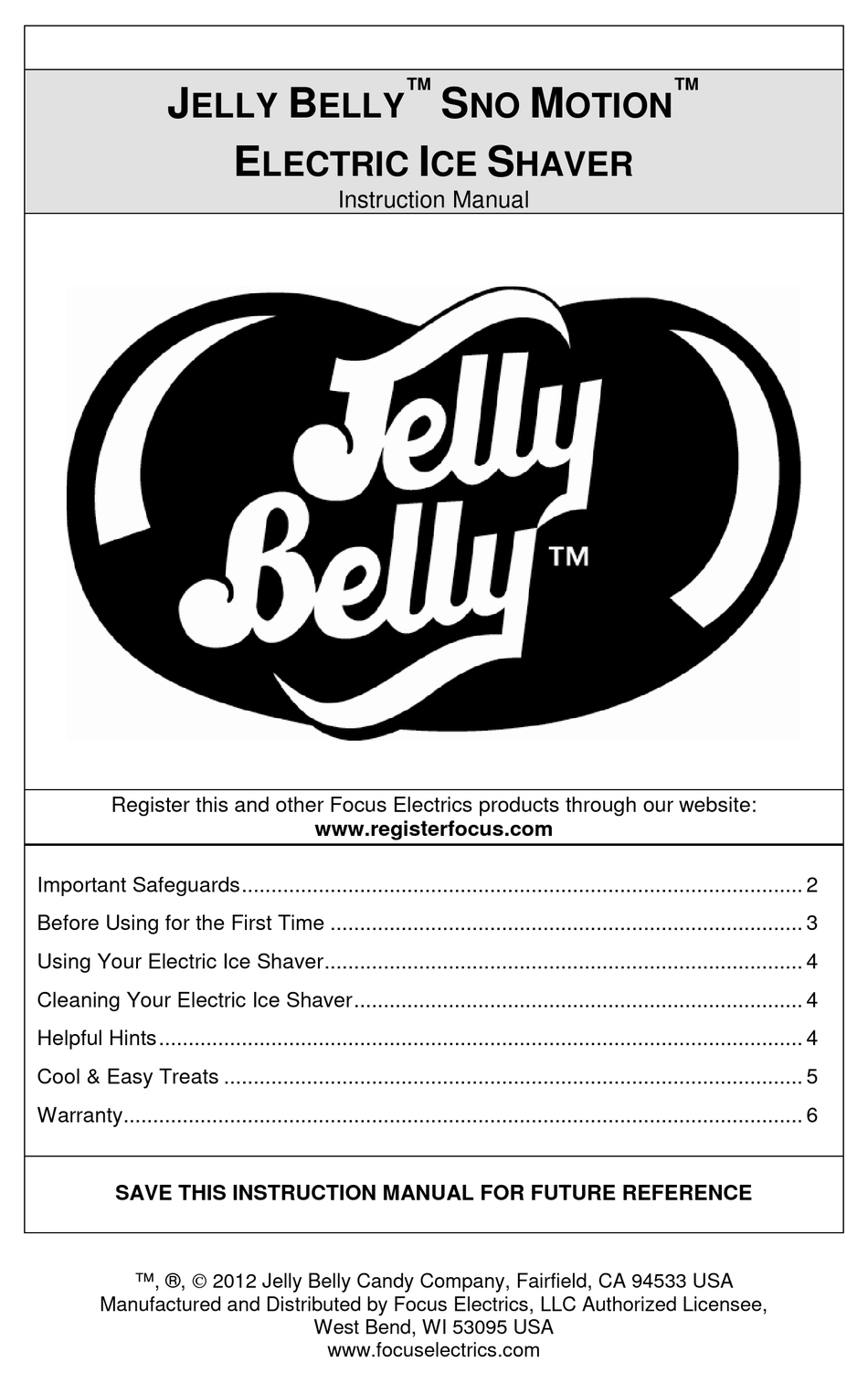 JELLY BELLY SNO MOTION INSTRUCTION MANUAL Pdf Download ManualsLib