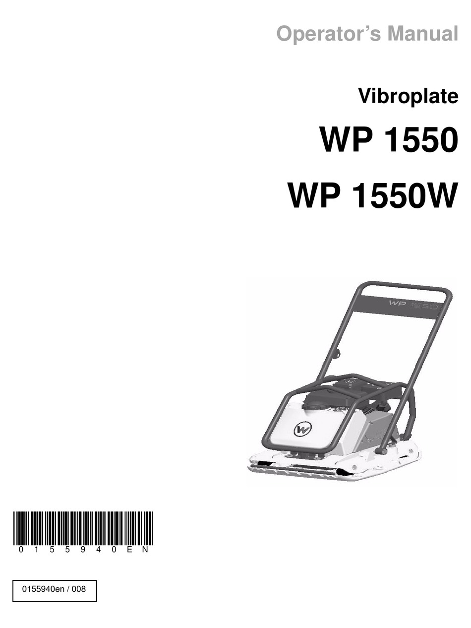 Wacker Neuson Wp 1550 Operator S Manual Pdf Download Manualslib