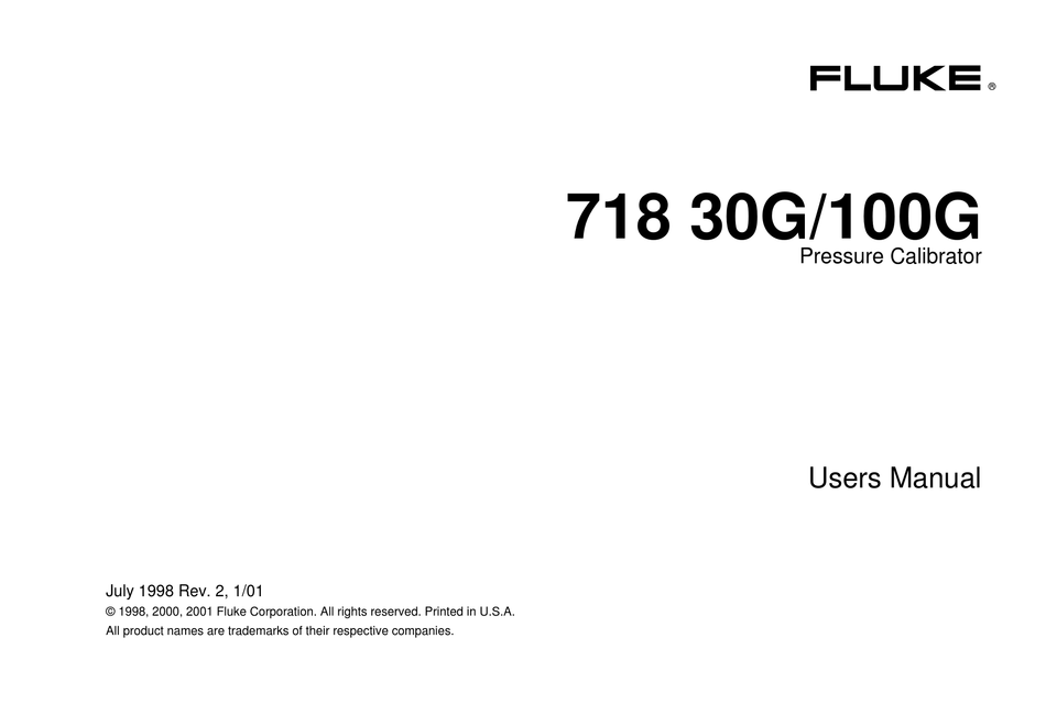 FLUKE 718 30G USER MANUAL Pdf Download | ManualsLib