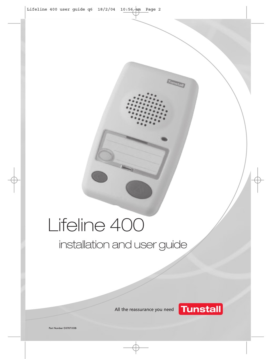 Tunstall Lifeline 400 Installation And User Manual Pdf Download Manualslib