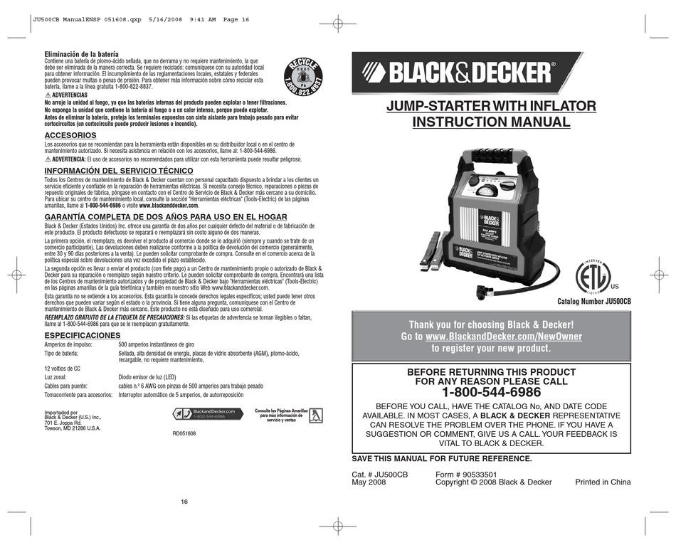 Black & Decker 500-Amp Jumpstart with Inflator