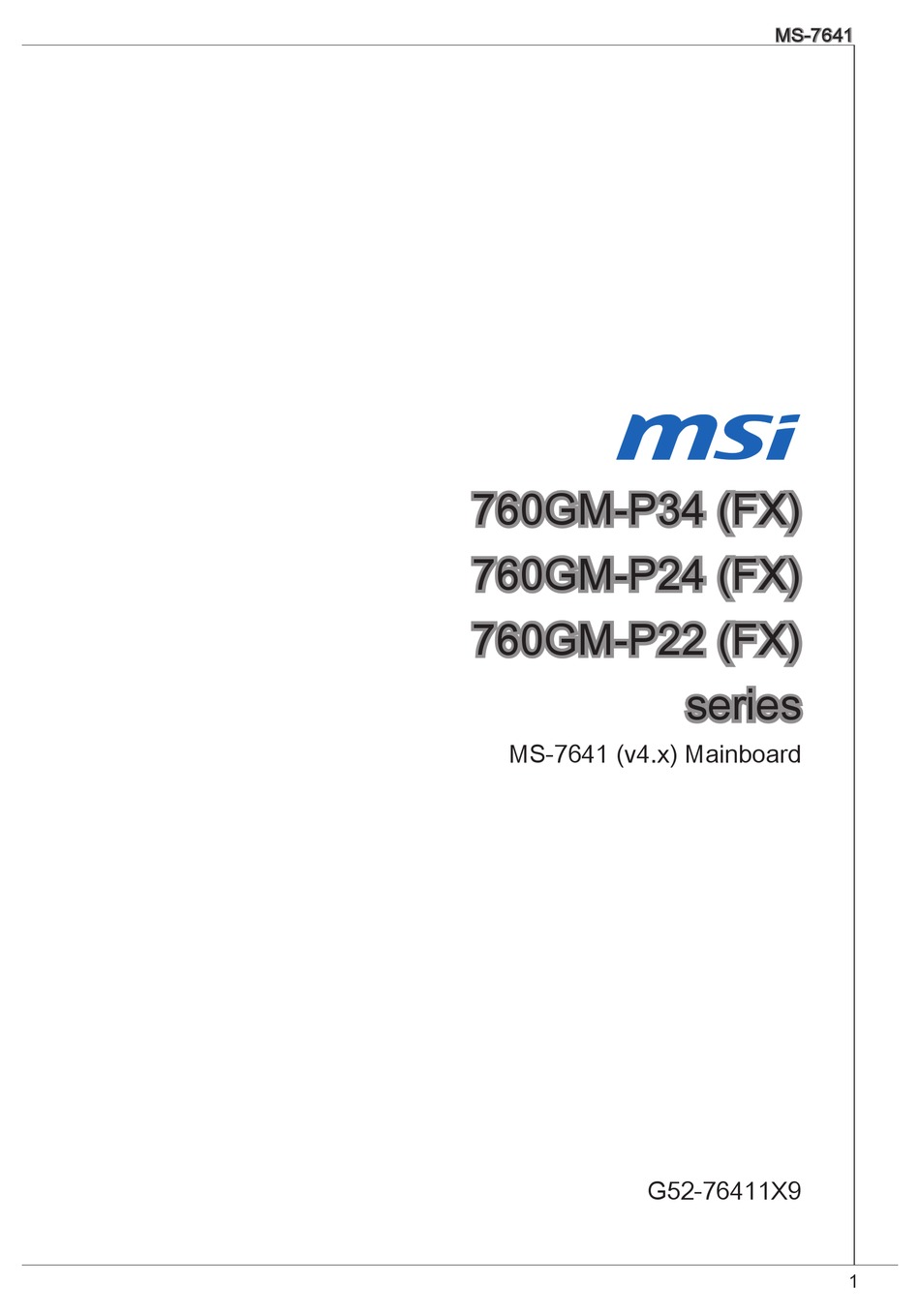 MSI MS7641 USER MANUAL Pdf Download ManualsLib