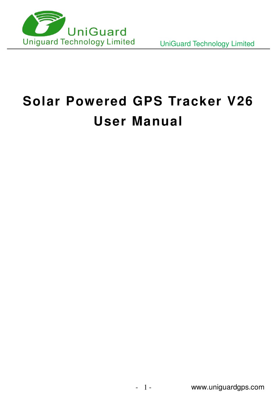 UNIGUARD V26 USER MANUAL Pdf Download | ManualsLib