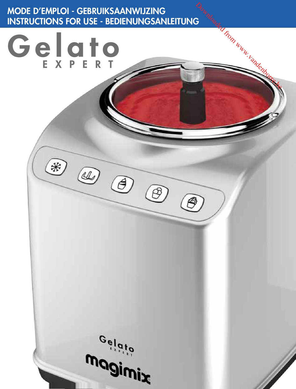 MAGIMIX GELATO EXPERT INSTRUCTIONS FOR USE MANUAL Pdf Download ManualsLib