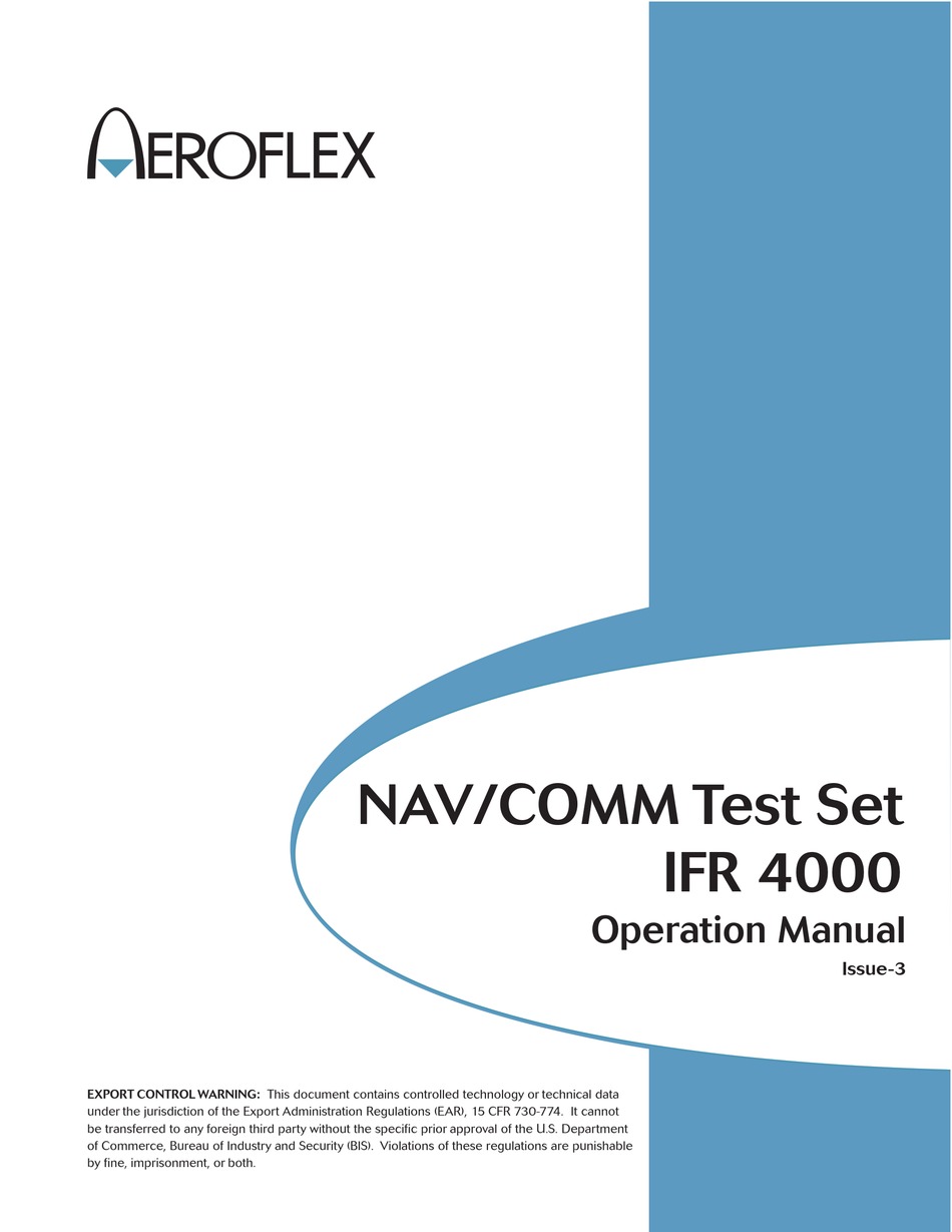 AEROFLEX IFR 4000 OPERATION MANUAL Pdf Download | ManualsLib
